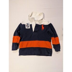 Ralph Lauren Baby 24M Big Pony Rugby Navy Orange Stripe Polo Pony Crest